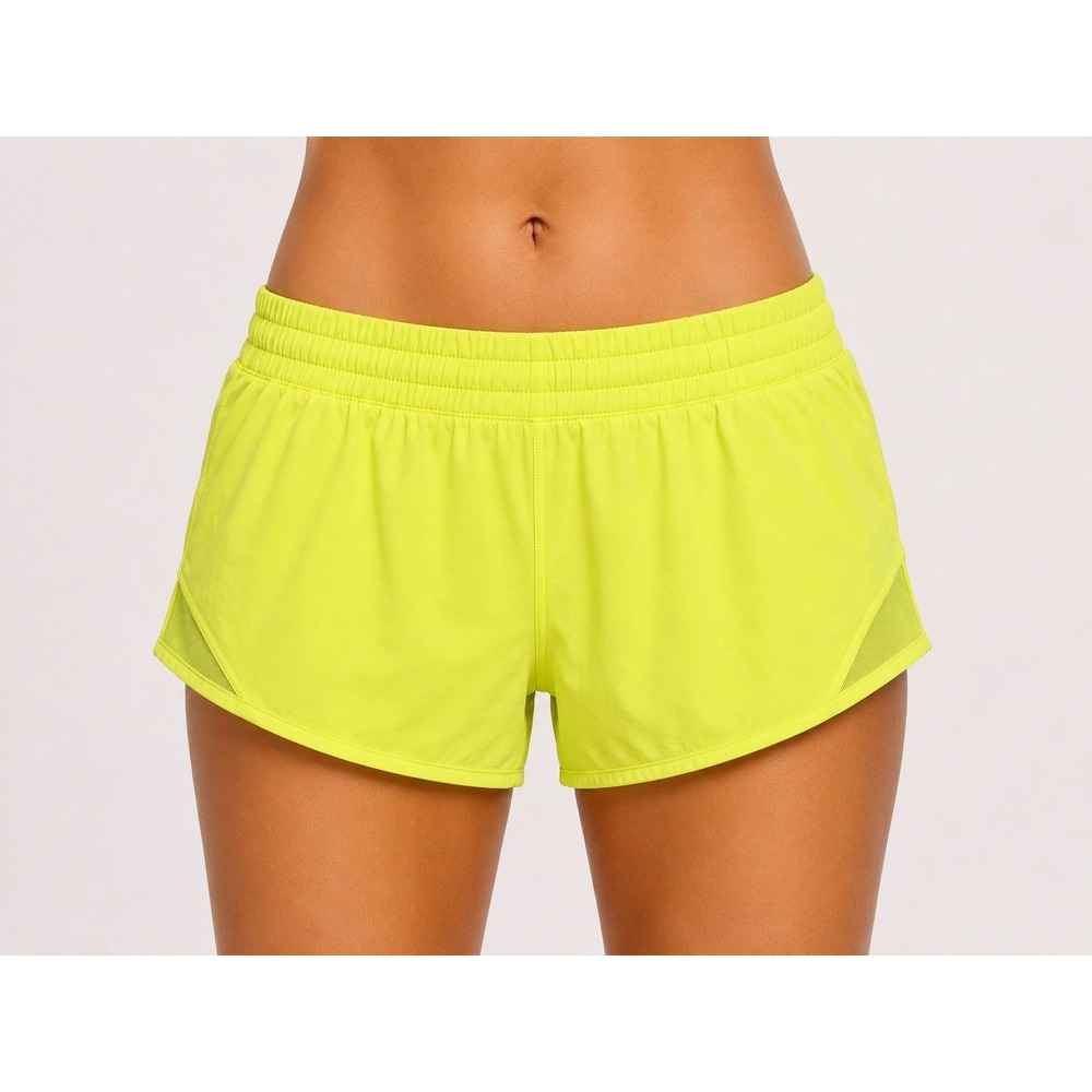 Lululemon Hotty Hot Running Shorts Women Size 4 Neon Yellow Lined